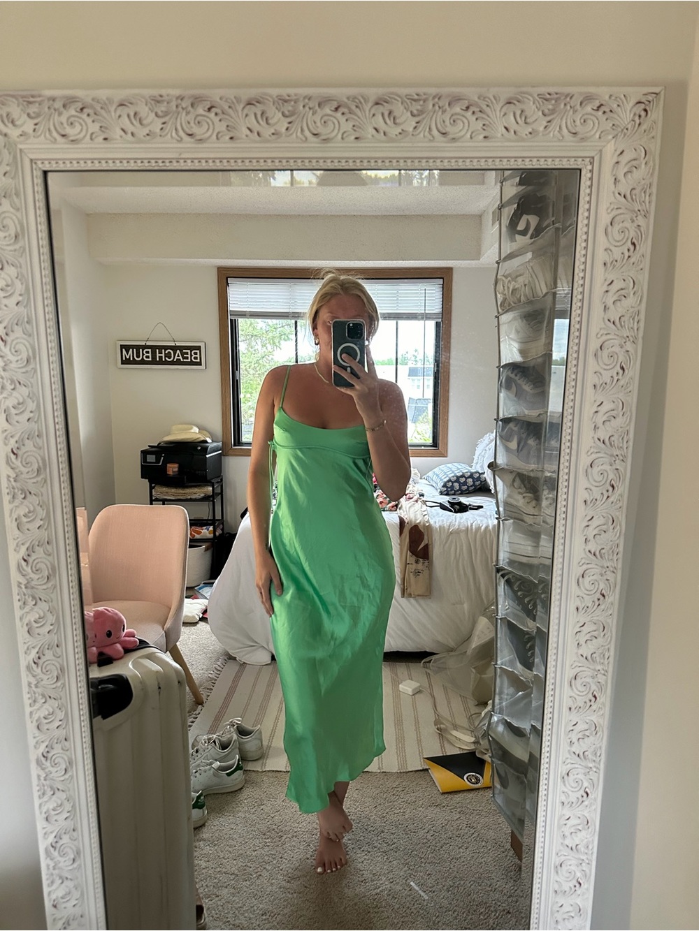 Zara Light Green Slip Midi Dress - Women